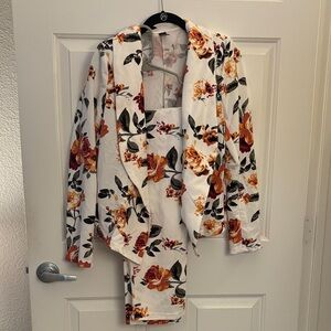 Floral Blazer and Pants Set